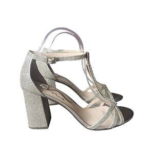 Nina Haviva Block Heel Dress Sandal Sparkle Gold Metallic Women's Size 8M